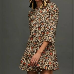 FREE PEOPLE The Avenue Mini Dress XS Boho Floral Ruffle
